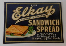 50  Vintage  Elkay Sandwich Spread Jar Labels picture