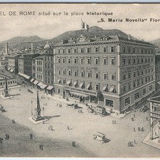 c1910s Florence Italy Hotel De Rome Postcard Santa Maria Novella Square Square picture