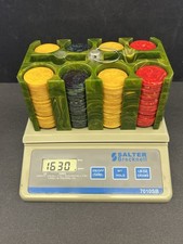 Vintage Catalin Bakelite Poker Chip Caddy with Chips 1630 grams picture
