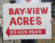 VINTAGE ORIGINAL BAY-VIEW ACRES SIGN GRAND TRAVERSE BAY TRAVERS CITY MI DOUBLE S picture