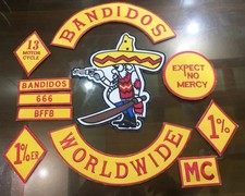Full Set Bandidos MC Embroidered Patch Kit - Worldwide, Expect No Mercy, 1% picture