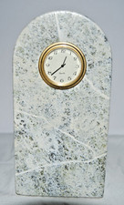 Vintage Leeman Green Marble Desk Clock Arched Mid Century Executive Office Decor picture
