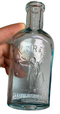 PRISTINE Antique LORD'S OPODELDOC Bottle Embossed Man Breaking Crutches NEW York picture