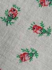 2 Vintage Cotton Feedsacks Pink Rosebuds On White Feed Sack Fabric  picture
