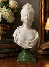 Vintage Andrea Japan Marie Antoinette Bisque Porcelain Bust 11” Green Gold Base picture