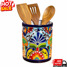 NEW Extra Large Utensil Holder Mexican Talavera Pottery Ceramic Kitchen Decor picture