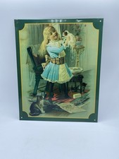 Vintage Desperate Sign Co Dingman Soap Kittys Bath Little Girl Cat Kitten picture