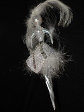 De Carlini Italian Showgirl Ballerina Icicle Tinsel Feathers Glass Ornament picture