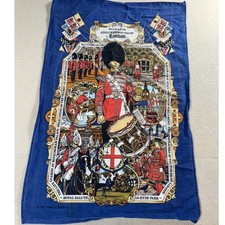 Vintage Pageants & Ceremonies of London Blue Cotton Tea Towel 29 x 18 Souvenir picture