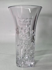 Vera Wang WEDGEWOOD Crystal Climbing Leaf Vase Classic 9in PHRASE THANK YOU picture