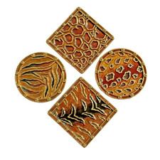 Jay Strongwater 2002 Signed Swarovski Crystal Coaster Set 4 Safari Retired Hvy picture