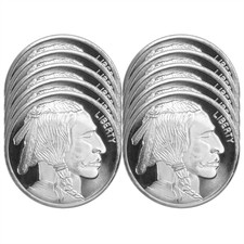 Lot of 10 - 1 Troy oz Buffalo .999 Fine Siver Round picture