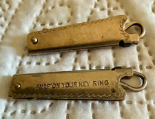 Antique Folding Button Hook Pair 1903 Victorian Shoe Tool Keyring EDC Lot of 2 picture