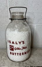 Vintage Isaly's Dairy One Gallon Golden Flake Buttermilk Bottle Swiss Dairymen picture