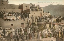 Tesuque NM Watching Indian Dances c1900s-10s Vintage Postcard bhn picture