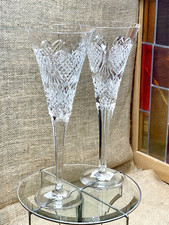Set of 2 -  Waterford Crystal Celebration Love Hearts Champagne Glasses Flutes picture