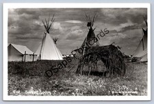 K55/ Interesting RPPC Postcard c50s Sweat Lodge Native American Indian Tepee 314 picture