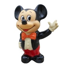 Vintage Mickey Mouse Coin Bank Hard Plastic Walt Disney Hong Kong MCM 1960s picture