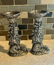 Vintage Guido Rabbit Candlestick Holders Pair Made in Argentina Woodland Bunny picture