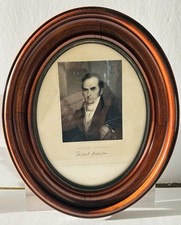 DANIEL WEBSTER-STEEL ENGRAVING/ J. LONGACRE - 1833 - Cherry Oval Frame SIGNED  picture