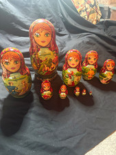 10-Piece Hand Painted Russian Matryoshka Nesting Dolls Set, Wood Girl Doll picture