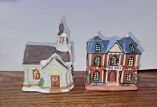 Walmart (2003) Town Hall & Church Building Winter Village  approx. 4x4x2.5 picture