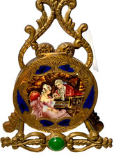 UNUSED SPECTACULAR Vintage 800 SILVER Enamel *BEAUTIFUL COUPLE* ITALY Compact picture