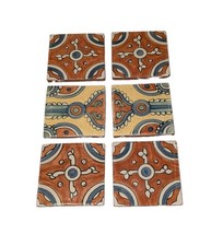 6 Handmade Mexican Talavera Ceramic Tiles 4x4