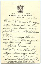 1933 Nachusa Tavern Hotel, Dixon, IL letter & letterhead picture