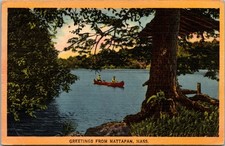 Scenic Lake View, Greetings from Mattapan MA c1942 Vintage Postcard A133 picture