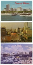 Miami FL Skyline Lot of 3 Vintage Postcards Florida picture