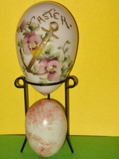 Lrg. 2 Easter Flower & Anchor themed + Milk Glass German Egg. Early 1900s. GREAT picture