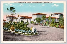 San Clemente California CA Hamilton H Cotton Residence Postcard c1930s picture