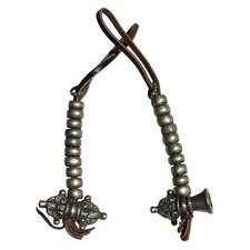 VTG TIBETAN OR NEPALI WHITE BRONZE METAL PRAYER MALA COUNTERS BELL & DORJE VAJRA picture