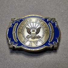 U.S. NAVY Heavy Duty Belt Buckle Pewter Highly Detailed BRAND NEW IN BOX picture