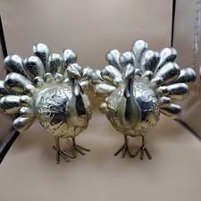 Galvanized Gold Metal Turkey Handcrafted in India Thanksgiving Fall Decor Luxury picture