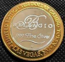 ⭐️BELLAGIO HOTEL & CASINO RARE Limited Edition 999% .6 Oz Pure Silver Strike⭐️ picture