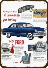 1951 FORD FORDOMATIC DRIVE 4-Door Car Vintage-Look DECORATIVE REPLICA METAL SIGN picture