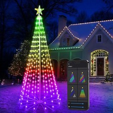 Brizled Smart Lighted Christmas Tree, 6FT 265 LED RGB Christmas Cone Tree App... picture