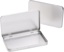 2 Pcs Silver Rectangular Metal Tin Boxes picture