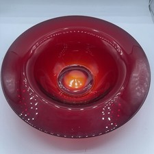 Beautiful Amberina Red Ruby Art Blown Glass Bowl With UV glow 365nm picture