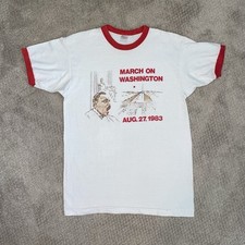 Vntg 80s Champion March On Washington MLK Martin Luther King Shirt Ringer Large picture