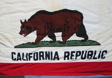 MASSIVE Antique 1920S Vintage Early California Republic Flag Red Cotton 5'X8' picture