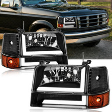 LED DRL Headlights Compatible with 1992-1996 Ford F150 F250 F350 & Ford Bronco R picture