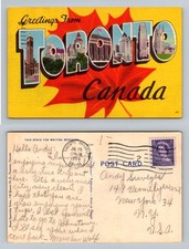 Toronto, ON-Ontario LARGE LETTER Greetings City Landmarks Vintage c1954 Postcard picture