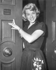 American actor singer Rosemary Clooney points to her nameplate exte- Old Photo picture