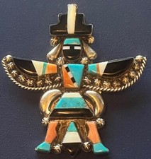 Best Zuni Lee Edaakie attr. Knifewing Pin Mosaic Inlay 