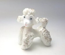 MCM Spaghetti Poodle Figurine White Gold Tone Trim Attitude Eyebrow 2x2
