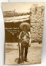 RPPC Mexican Revolution Romualdo Saeriz Crack Shot Rifle AZO Postcard picture