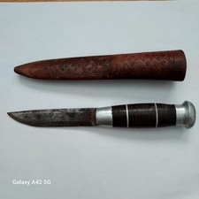 Vintage S&S Helle Holmedal Norge Knife and Leather Embossed Scabbard picture